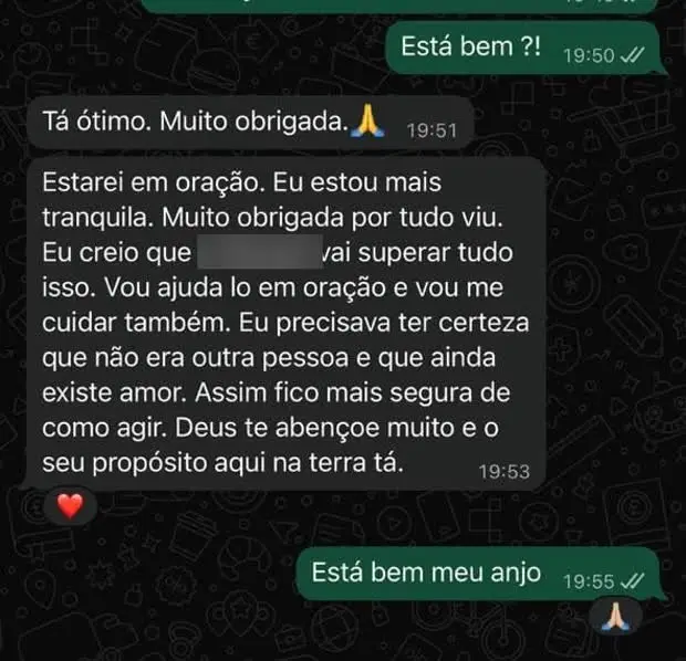 Cliente diz que precisava ter certeza sobre a situação e ficou mais segura de como agir.